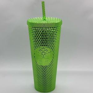 Starbucks Metallic Green Bling Studded Venti 24oz Tumbler Cold Cup 2023 Holiday